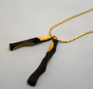 チェーンネックレス ウッドクラフト 金箔仕様